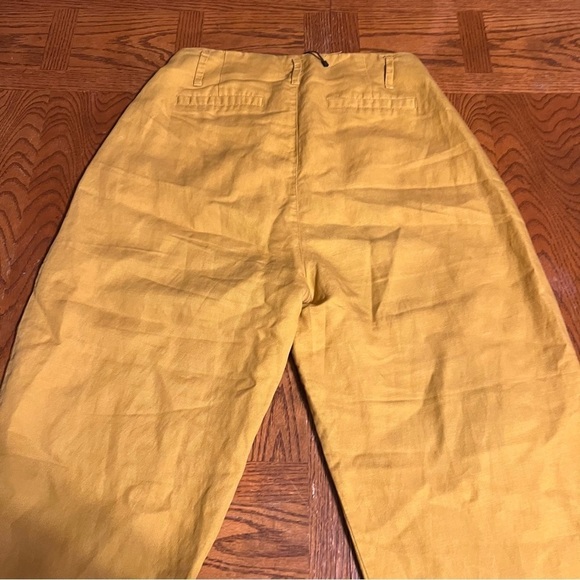 Frank & Oak Tencel and Linen Blend Button Front Trouser Pants in Mustard Sz 4 - Picture 11 of 16